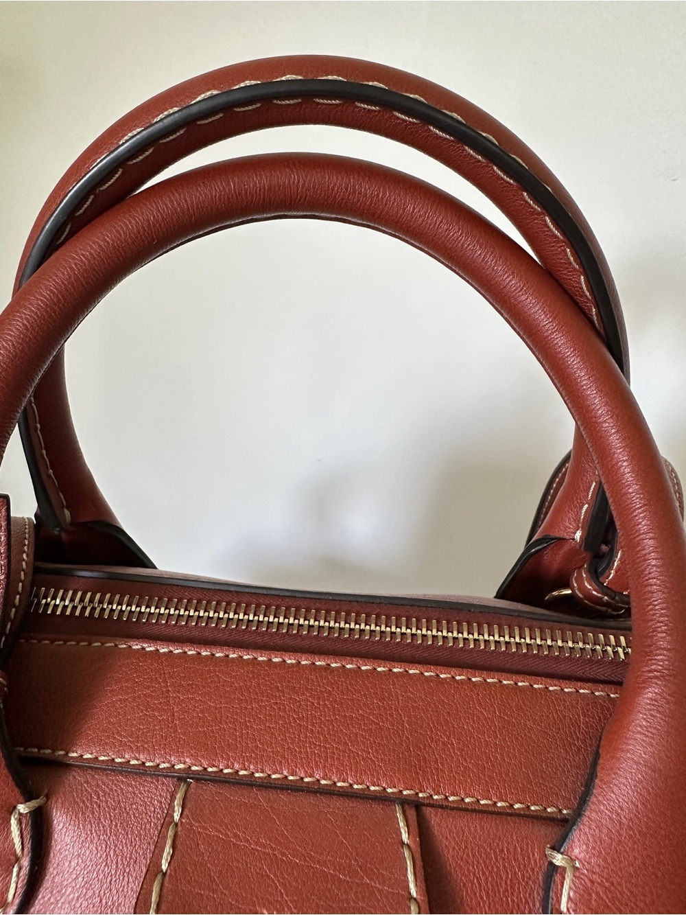 CHLOE Edith Classic Cognac Brown Leather Satchel Handbag Removable Strap - Picture 11 of 15